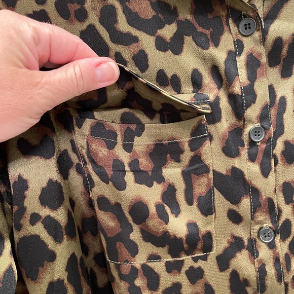 Karlie Olive Leopard Print Button Up Blouse - Picture 4 of 8